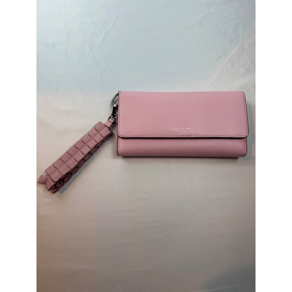 Henri Bendel Pink Pebbled Leather Wallet On Chain Clutch Wristlet #mc